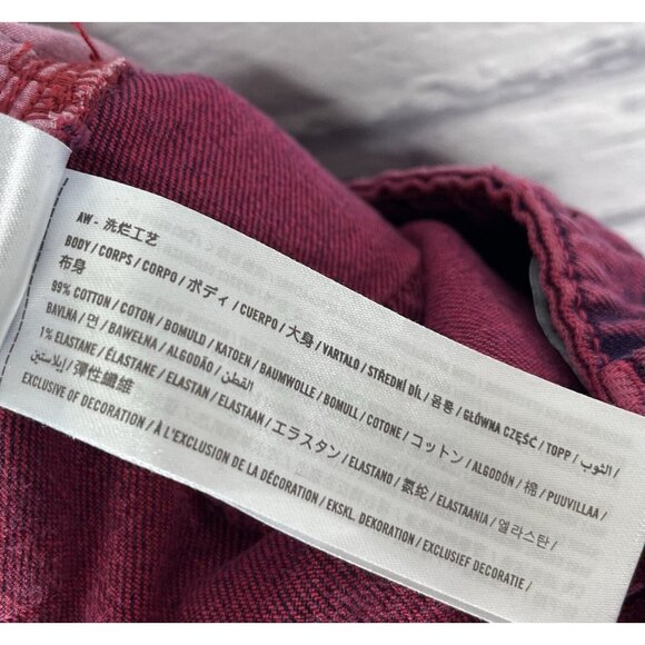 SOCIAL TOURIST Women's Dark Pink Acid Wash Ultra High Rise Baggy Jeans 5R/27 - Picture 5 of 7